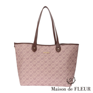 Maison de FLEUR 復古緹花編織系列金字LOGO托特包(8A22F0J2500)