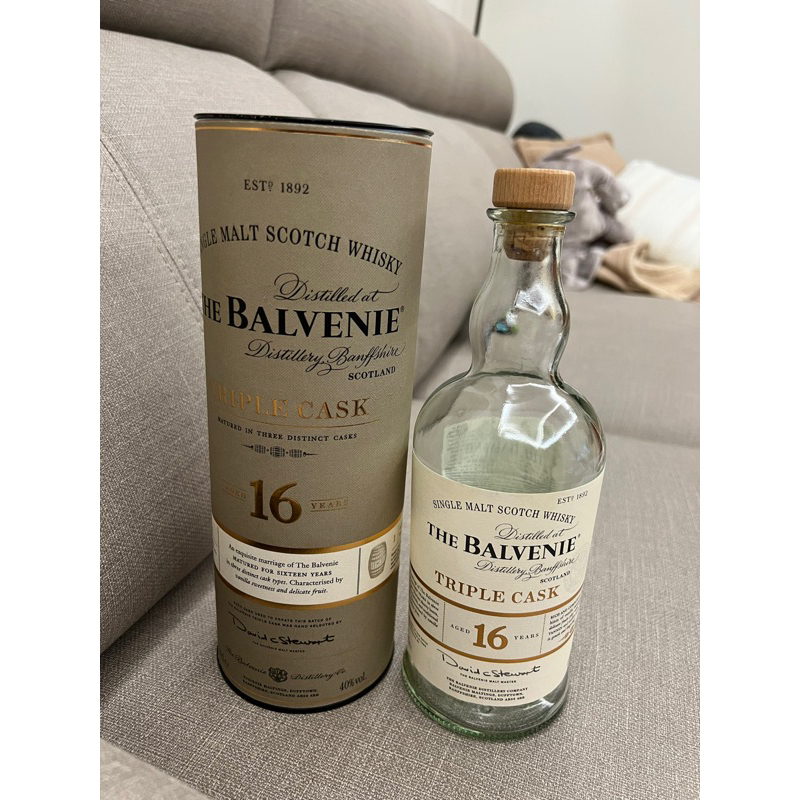 The Balvenie百富16年/威士忌空酒瓶(700ml)/多用途玻璃空瓶/空洋酒瓶/裝飾/酒瓶