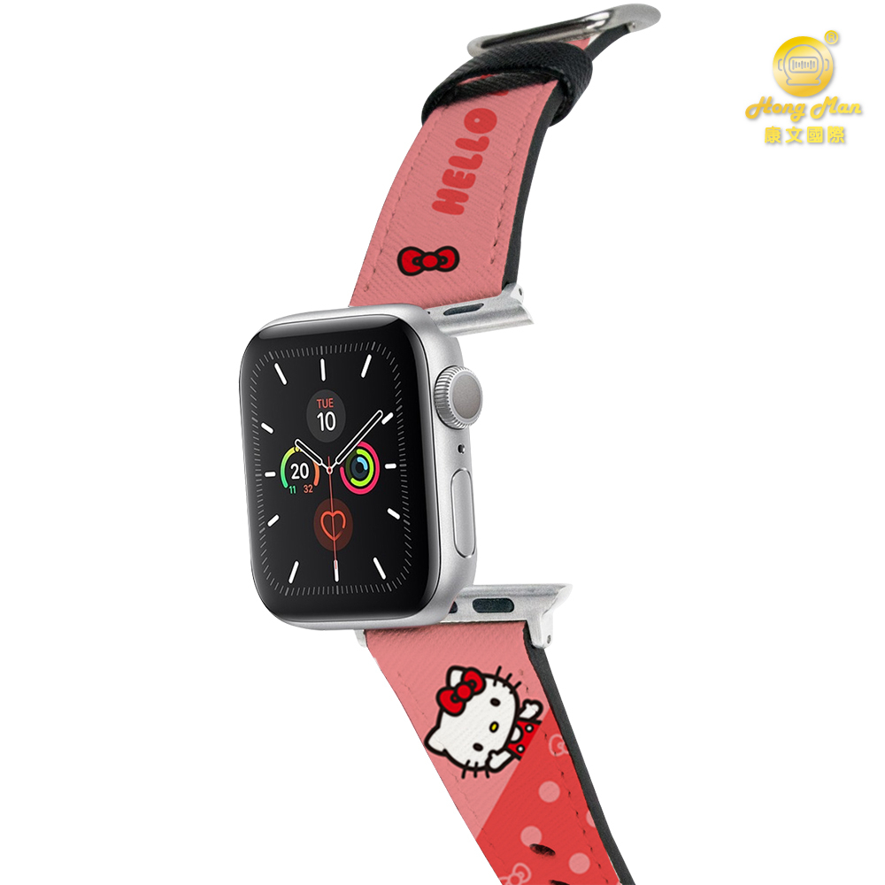 【Hong Man】三麗鷗 Apple Watch 皮革錶帶 點點Hello Kitty