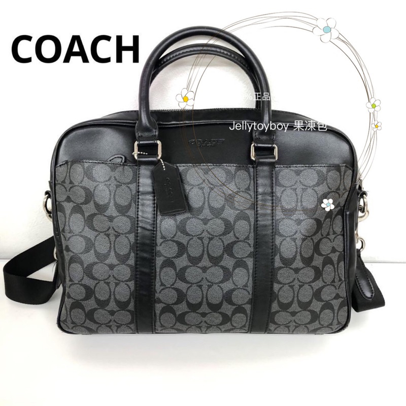 全新正品 Coach F54803 PERRY SLIM BRIEF 筆電包 公事包 公文包 黑色老花