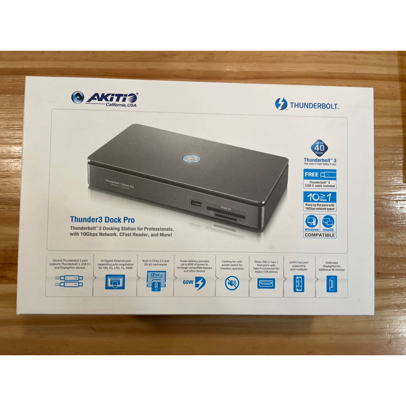 【AKiTiO 艾客優品】雷霆 3 Dock Pro(Thunderbolt3 轉 10G網路/CFast/SD/USB