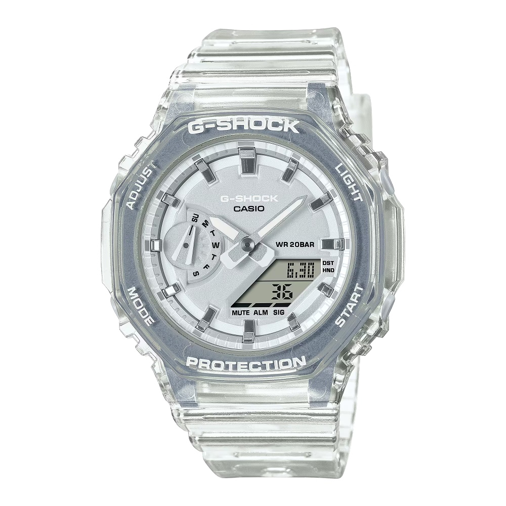 CASIO卡西歐 G-SHOCK八角清爽金屬風格雙顯錶/GMA-S2100SK-7A