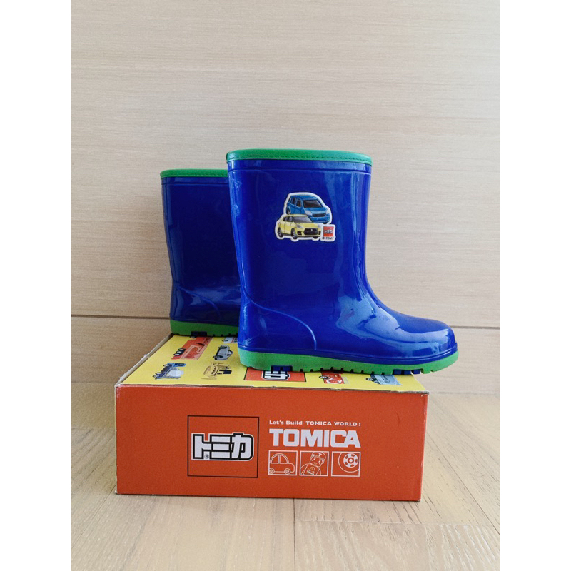 TOMICA 多美小汽車 兒童 長筒雨靴 台灣製（20cm藍色綠底）