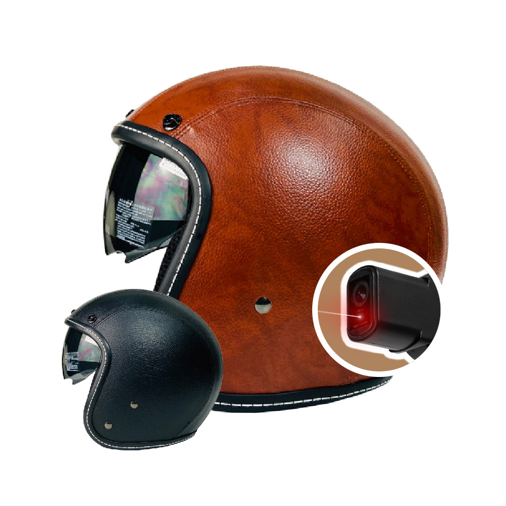 【 iMiniDV X4C 行車記錄器 EVO 經典皮帽 】安全帽 皮革 內建式 記錄器 機車 3/4罩 墨鏡