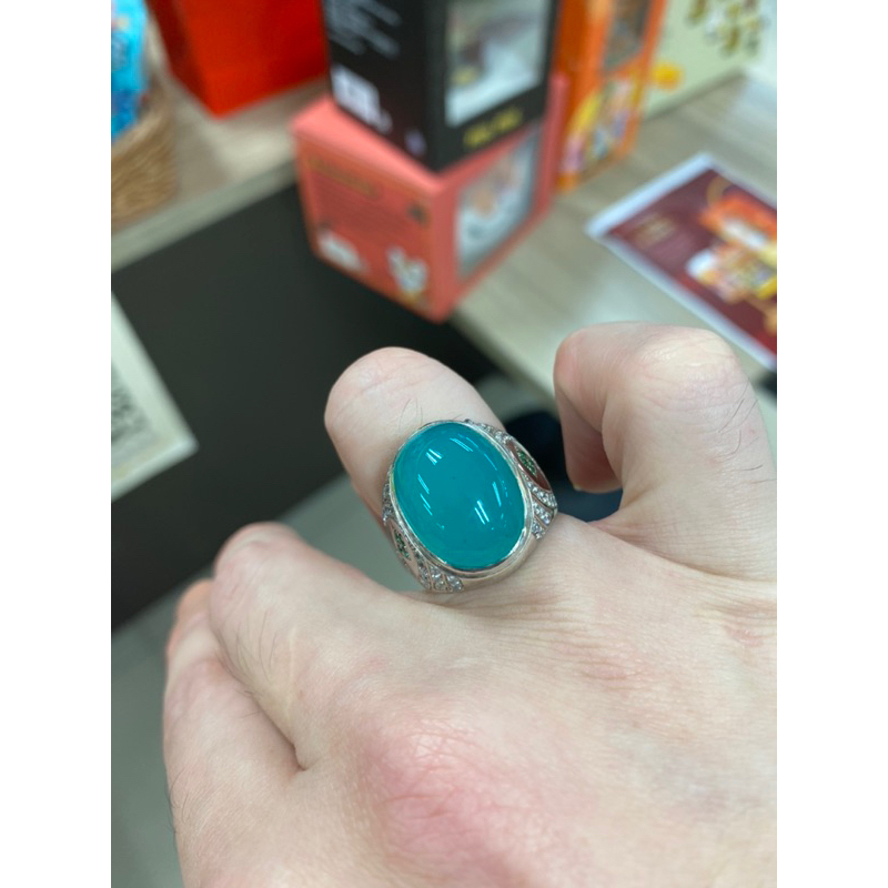 台灣藍寶戒指頂級料 銀台