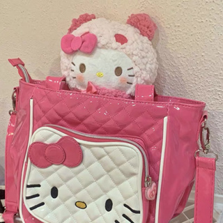 日式 可愛粉色kitty手提包pu皮 斜挎包 兩用包 大容量