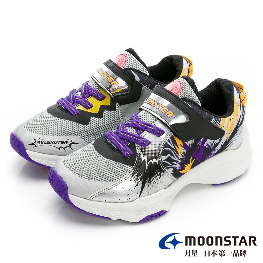 MOONSTAR 炫技者爆系列3E寬楦競速鞋 運動機能鞋童鞋-銀色