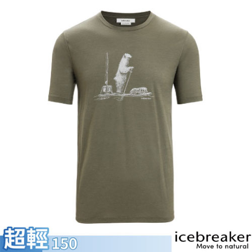 【紐西蘭 Icebreaker】男 美麗諾羊毛圓領短袖上衣 Tech Lite II.T恤_橄欖綠_IB0A56NA