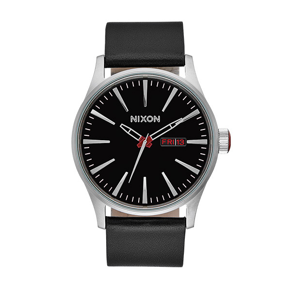 NIXON SENTRY 極簡復刻 黑 銀刻 黑錶 皮錶帶 男錶 女錶 石英錶 A105-000