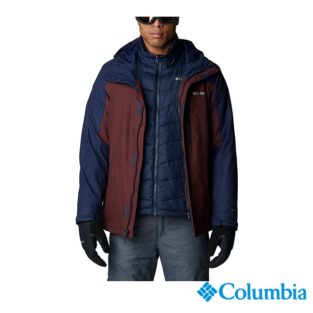 Columbia 哥倫比亞 男款 Omni-TECH 防水鋁點保暖三合一外套-紅藍 美規尺寸:S