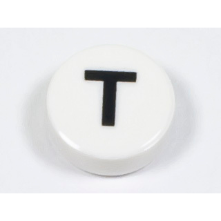 LEGO 樂高 白色 1X1 圓形 平滑磚 印刷 字母 "T" 98138pb230