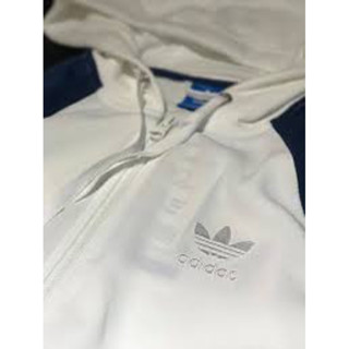 門市品 adidas 拼接外套 藍白 連帽外套 棉質外套 運動外套 女裝