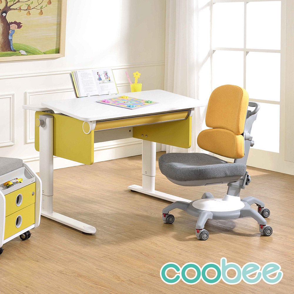 【SingBee 欣美】coobee 雙板型成長機能桌+142雙背椅(兒童書桌/成長書桌椅/可調式升降桌/台灣製)