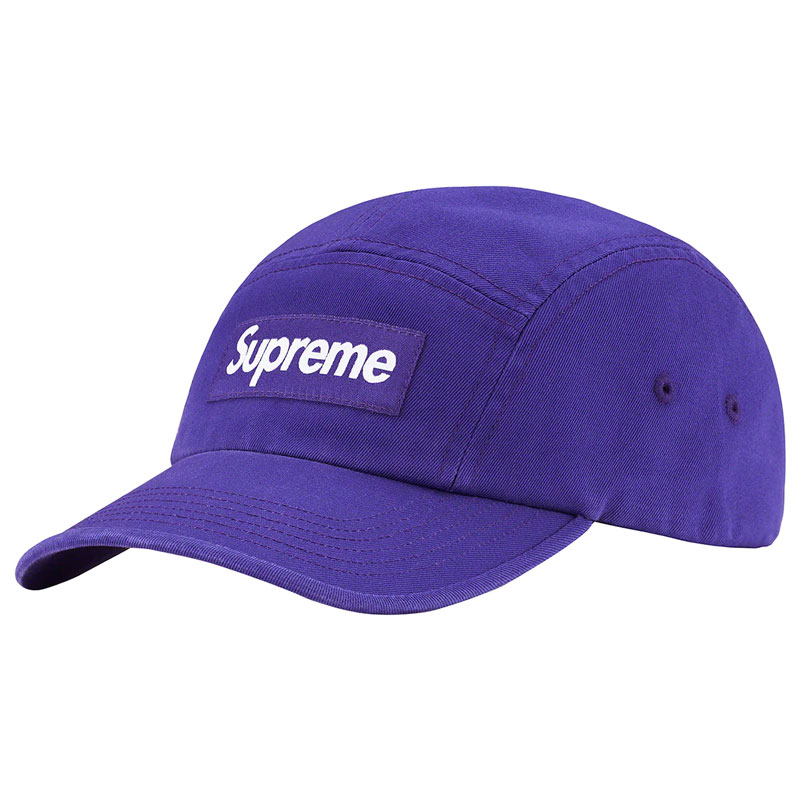 SUPREME SS23 Washed Chino Twill Camp Cap 五分割帽 (紫色) 化學原宿