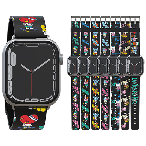 Apple Watch Ultra│韓國 BT21 MOOD 黑色版 圖案印刷 矽膠錶帶