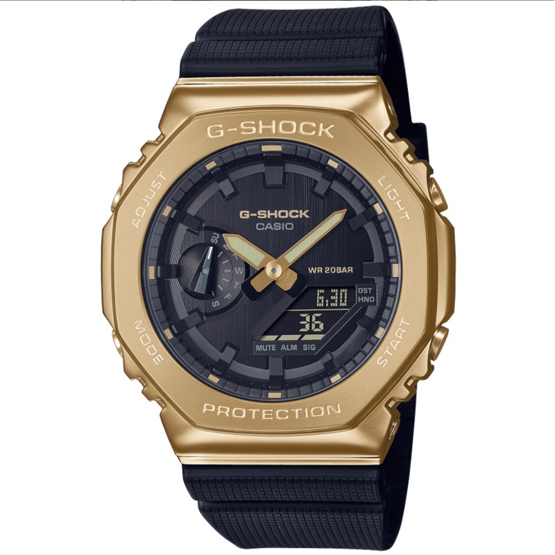 CASIO卡西歐 G-SHOCK 農家橡樹 奢華黑金雙顯腕錶 GM-2100G-1A9