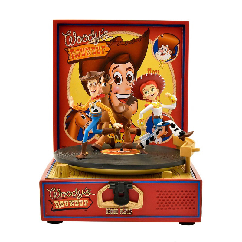 ✨現貨✨迪士尼玩具總動員 胡迪 翠絲 紅心馬 Woody's Roundup 黑膠唱片播放器造型收納盒 小物盒 擺飾