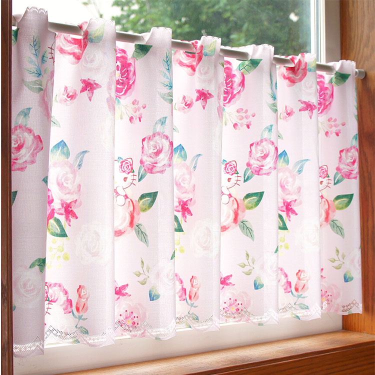 Hello Kitty 玫瑰 窗簾 裝飾 日本製正版 ck416