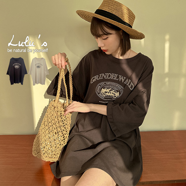 LULUS/山脈圖樣袖反摺寬鬆上衣２色【A01230057】230316