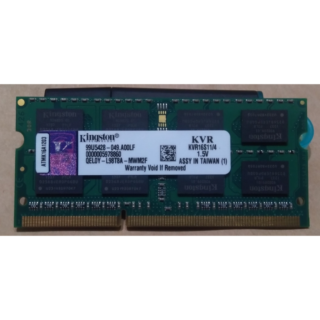 金士頓 KVR16S11/4 DDR3 1600 4GB終保 筆電 NB 記憶體