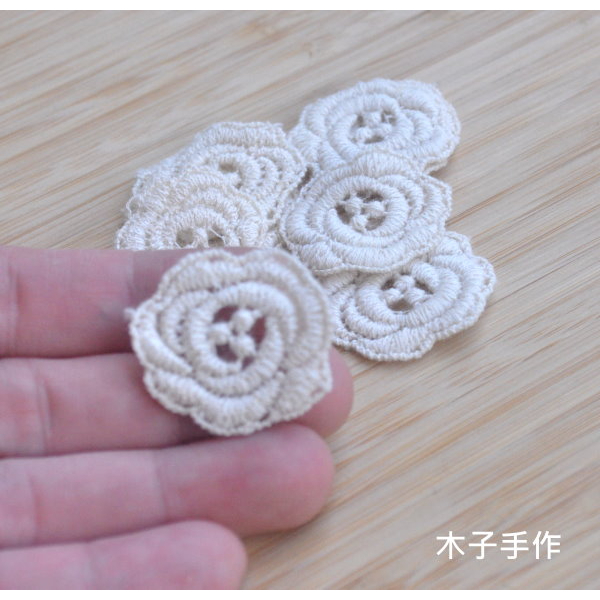 ✨木子手作✨A050《玫瑰布貼》米色刺繡手縫蕾絲布貼手作材料拼布/DIY輔料