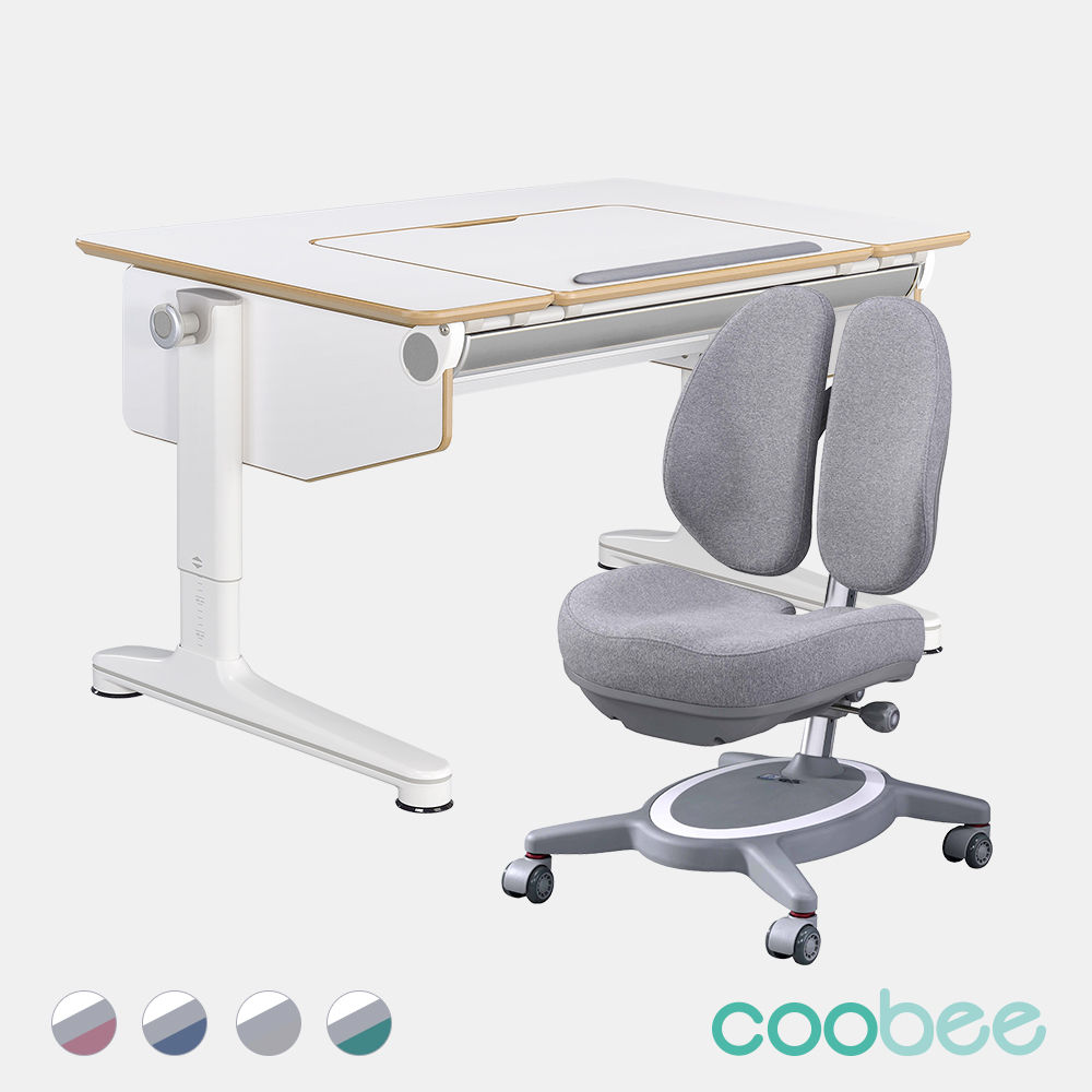 【SingBee 欣美】coobee 6系列U板型機能桌+132雙背椅(兒童成長書桌椅/成長書桌椅/潔菌板)
