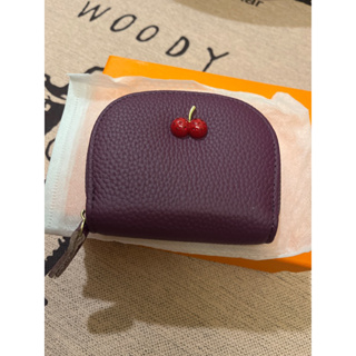 全新 Morom M2 紫色櫻桃🍒真牛皮風琴卡夾 零錢包