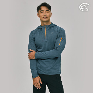 ADISI 男連帽透氣快乾保暖中層衣(手臂口袋) AL2221065 (S-2XL) 藍琺瑯｜磨毛 刷毛 彈性 排汗速乾