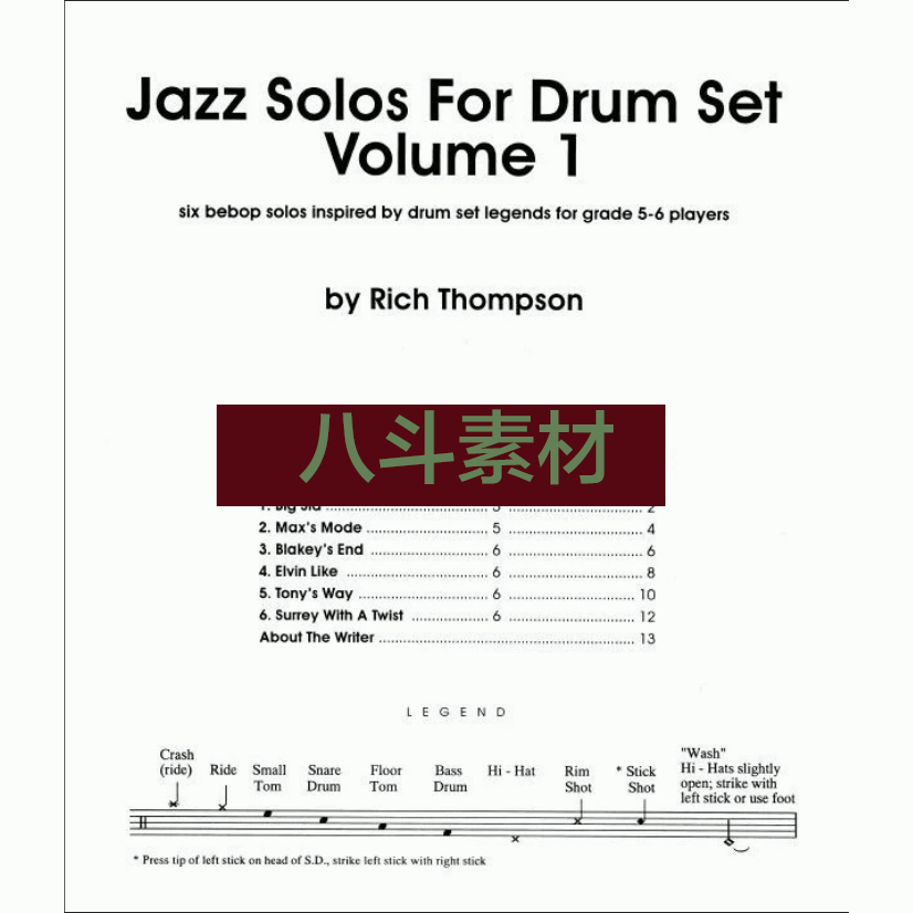 電子版Jazz Solos For Drum Set爵士比波普架子鼓獨奏練習進階鼓譜6首