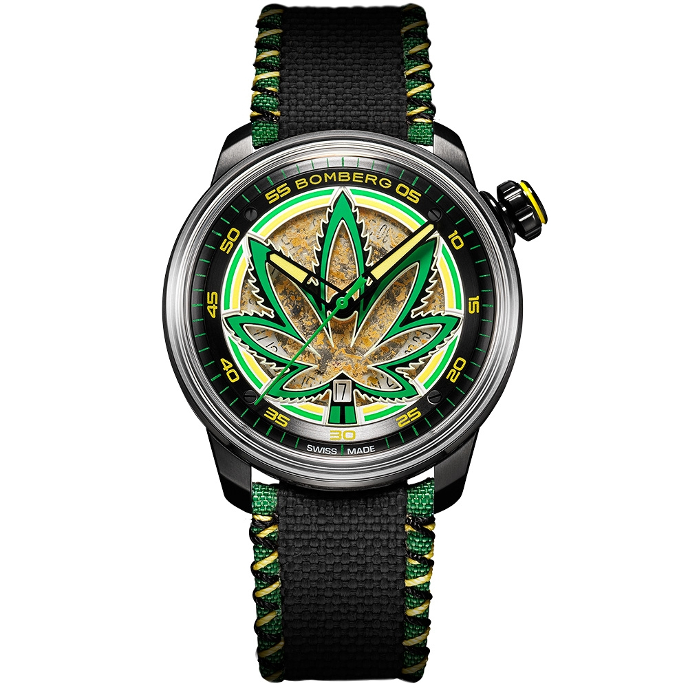 BOMBERG 炸彈錶 限量大麻葉圖騰機械錶 迷幻黑限定版 (CT43APBA.30-2.11)