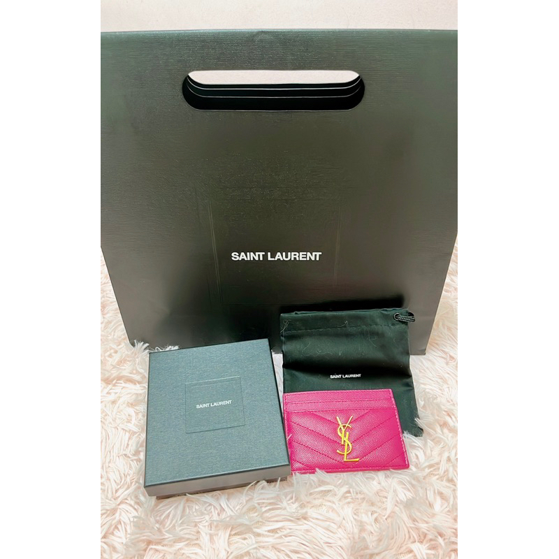 （已售）SAINT LAURENT YSL V字縫線金屬LOGO名片夾/卡夾