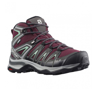 Salomon法國│W' X ULTRA PIONEER GTX MID女中筒防水登山鞋 471706 酒紅