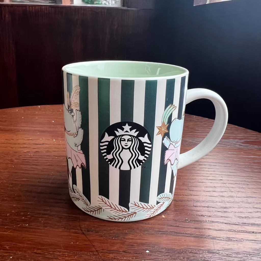 Starbucks官方正品！星巴克杯子綠色河馬陶瓷馬克杯果汁珍奶茶奶昔茶水咖啡杯473ml