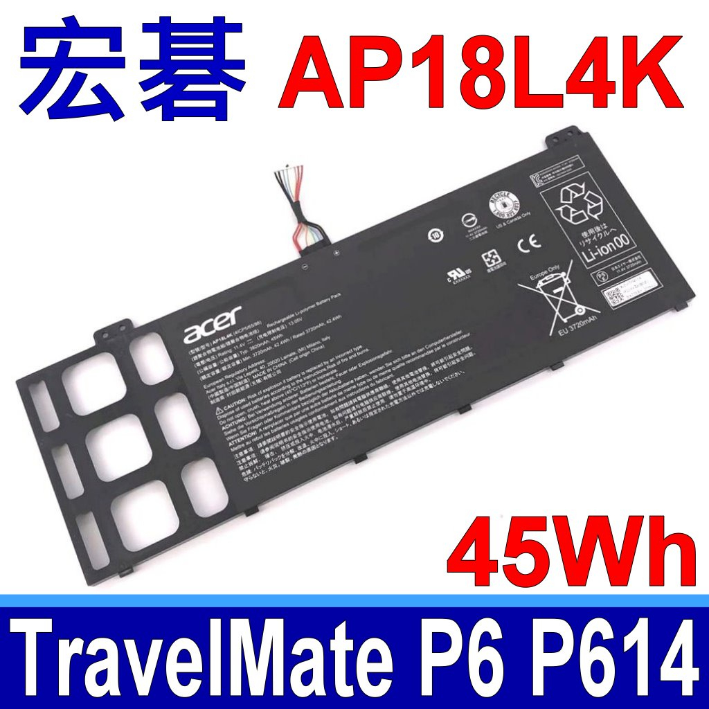 宏碁 ACER AP18L4K 原廠電池 TravelMate P6 TMP614-51 TMP614-51T P614