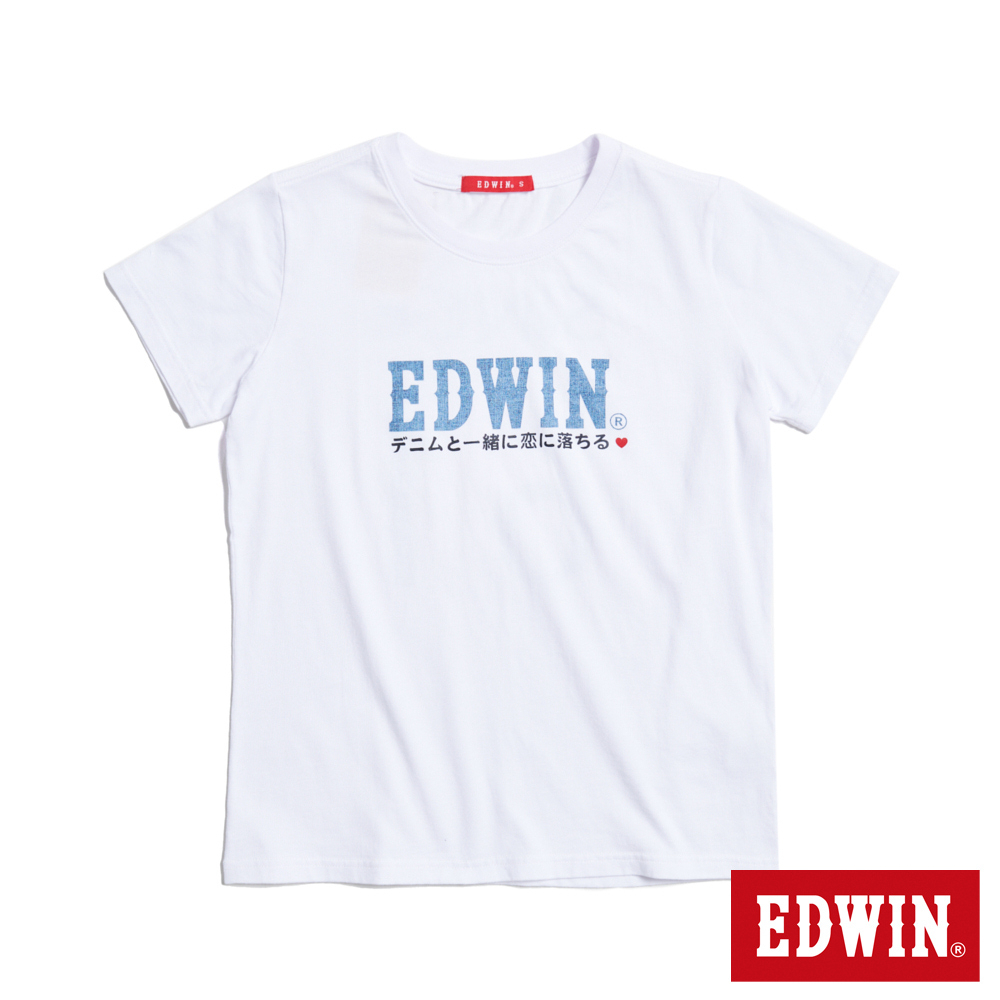 EDWIN 人氣復刻款 情侶短袖T恤(白色)-女款
