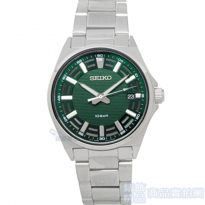 SEIKO 精工 SUR503P1手錶 都會時尚 日期 綠面 鋼帶 男錶【澄緻精品】