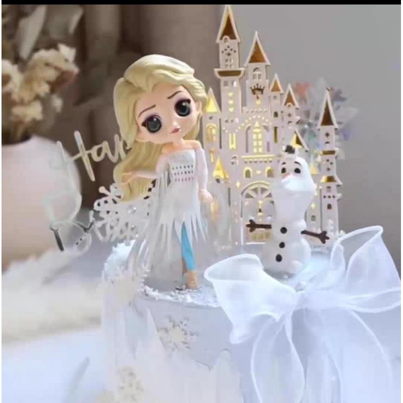 #台灣現貨#冰雪奇緣艾莎公主蛋糕裝飾擺件雪寶城堡烘培蛋糕裝飾