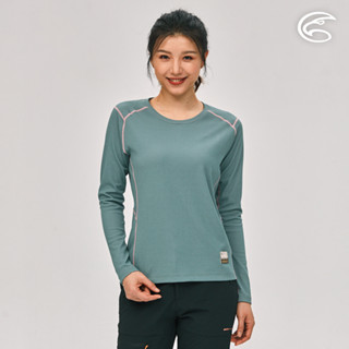 ADISI 女智能纖維超輕速乾長袖圓領上衣AL2221015 (S-2XL) 迷霧灰藍｜排汗快乾 單向導濕 彈性