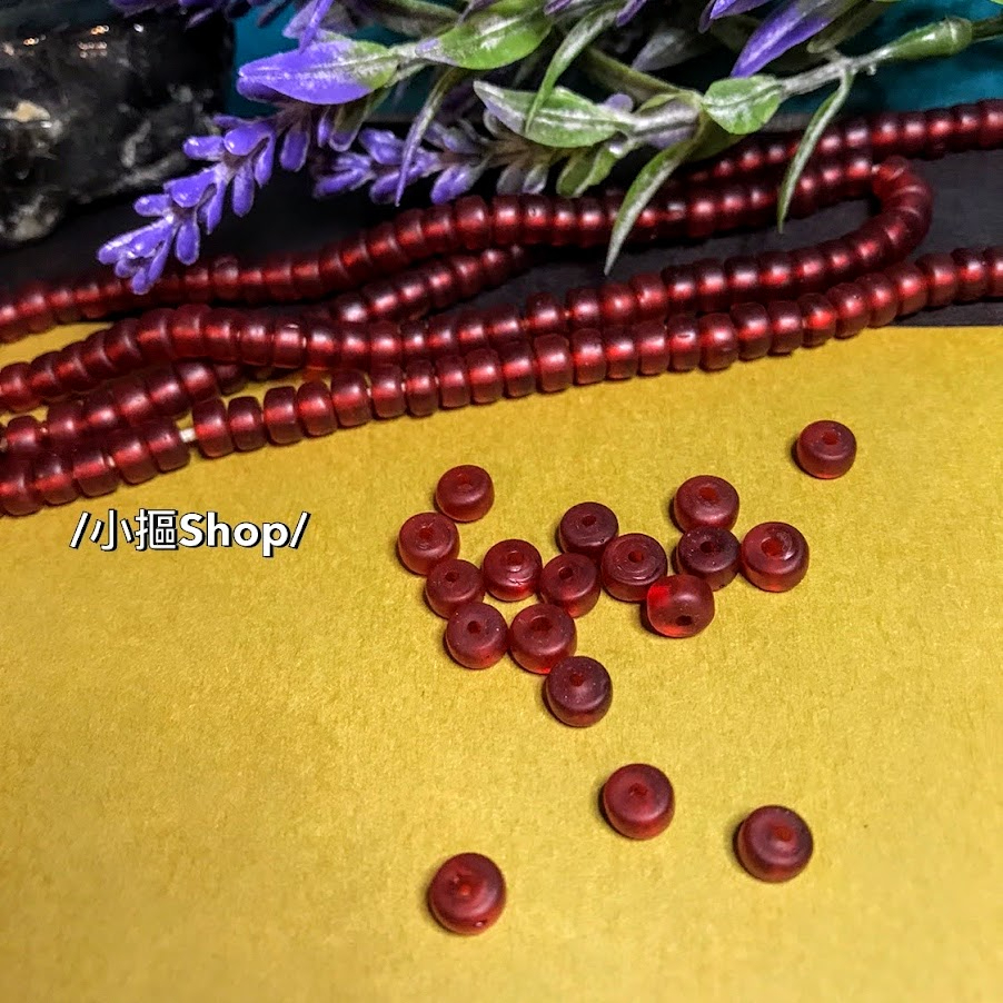 小摳飾品配件/尼泊爾琉璃 印度琉璃 手工琉璃 盤珠 車輪珠 /6mm尼泊爾琉璃紅色盤珠車輪珠G59