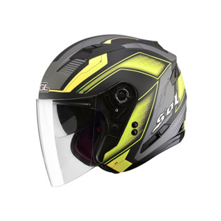 【豪新安全帽部品】SOL SO-7 SO7 星際 消光黑螢光黃 彩繪 3/4罩式 內建墨片 半罩 安全帽 免運費