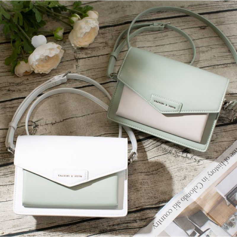 charles &amp; keith 小ck 信封劍橋包 2020台灣限定 薄荷奶油🤍💚