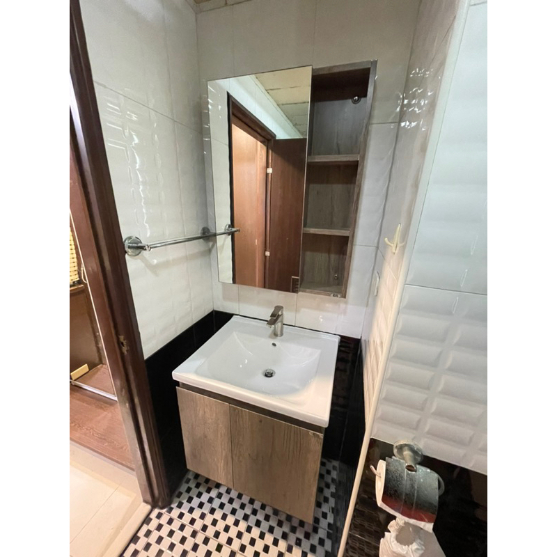 不銹鋼 60cm 浴室櫃 鏡櫃 浴櫃 木紋 高雄可代安裝
