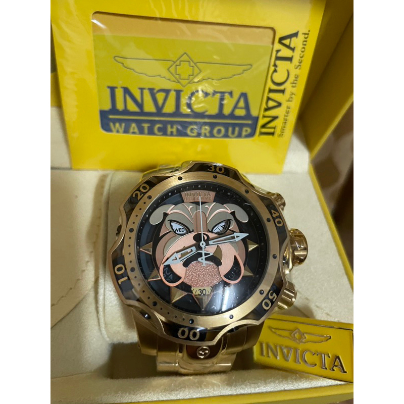 英威塔INVICTA 土豪金惡霸 鋼錶帶 腕錶 手錶
