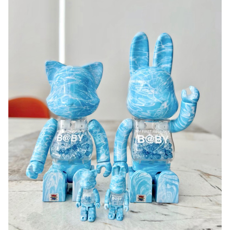 日本官方正品 全新現貨 庫柏力克 Bearbrick Be@rbrick 水波紋 貓兔千秋 400% 500% 2對