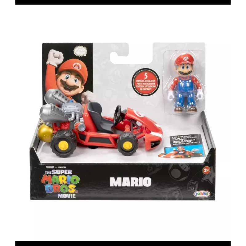 Jakks Nintendo 任天堂 超級瑪利歐 瑪利歐電影:2.5吋公仔迴力車 Mario