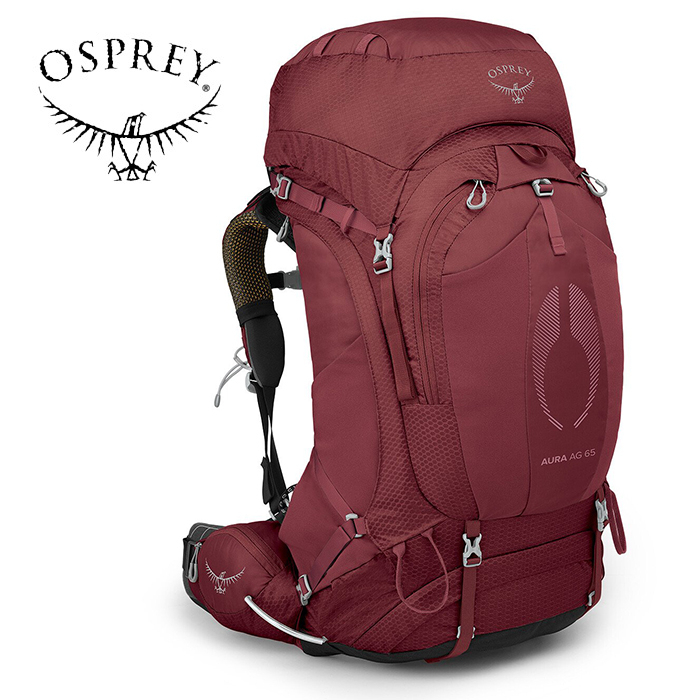 【Osprey 美國】Aura AG 65 登山背包 65L 女款 莓果紅｜健行背包 旅行背包 背包客旅行徒步大背包