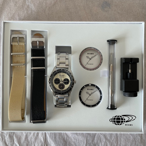 Beams JP 手錶組 組裝計時手錶 白錶面 三眼 手錶 石英錶 現貨