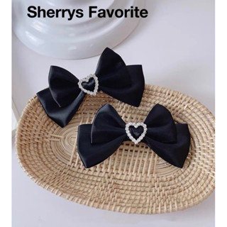【Sherrys Favorite】臺灣現貨🔥巨美💖高質感💯超閃亮甜美可愛😍法式復古氣質小香風愛心水鑽緞帶蝴蝶結髮夾