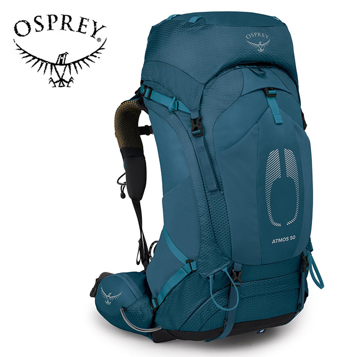 【Osprey 美國】Atmos AG 50 網架登山背包 男款 氣壓藍 L/XL｜健行背包 自助旅行 徒步旅行後背包