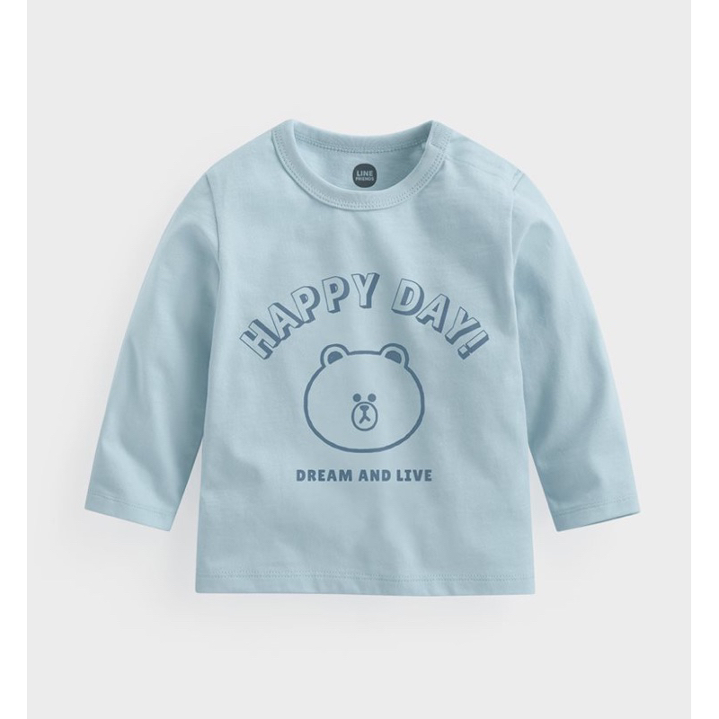 嬰幼兒LINE FRIENDS熊大長袖印花T恤-藍色#嬰幼兒長袖T恤#嬰幼兒長袖